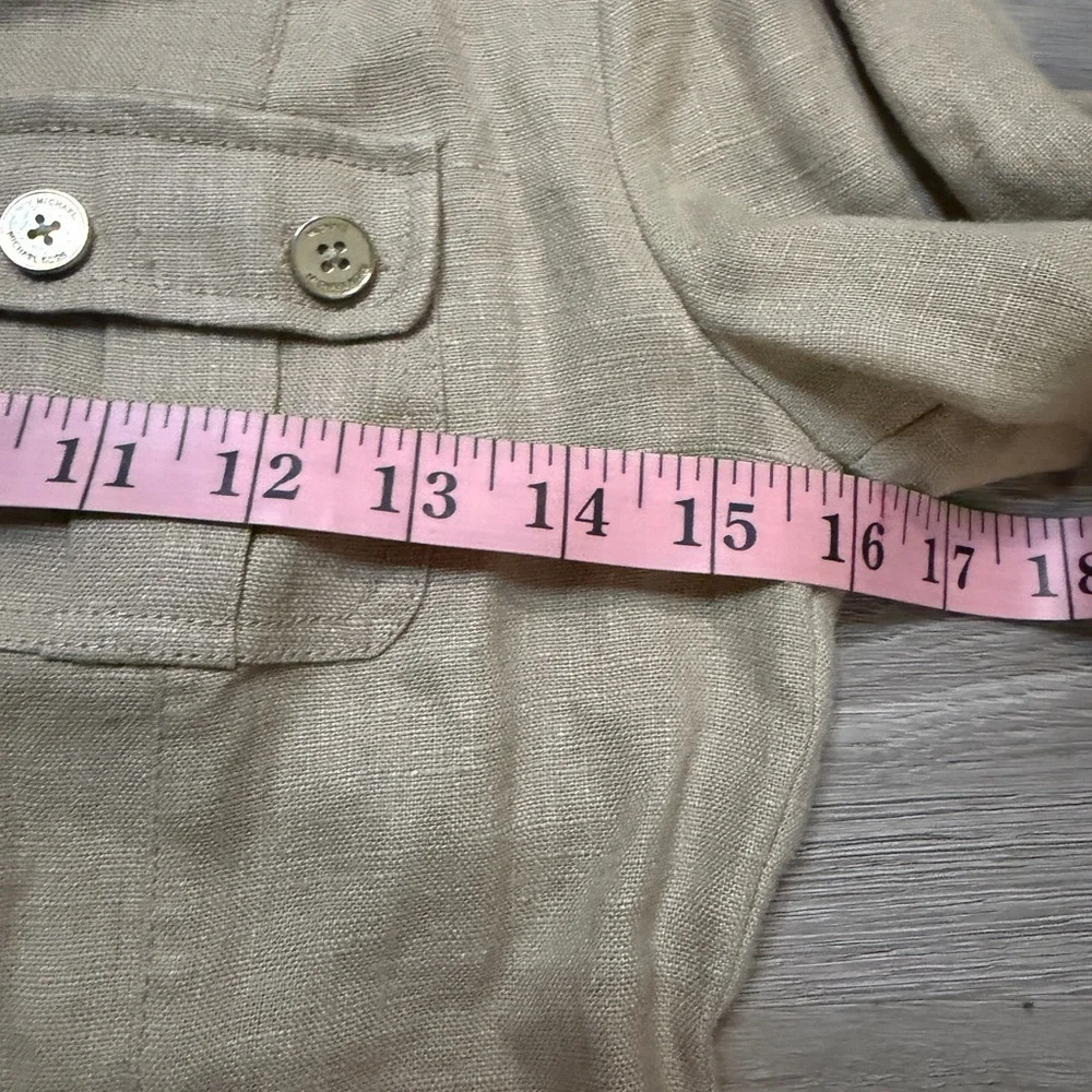 Michael Kors Beige Fabric with Gold Button Dress with chain